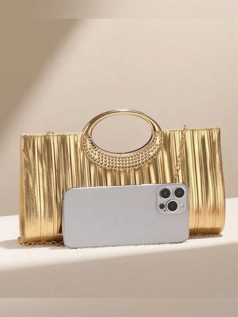 Gold Metallic Evening Clutch Handbag